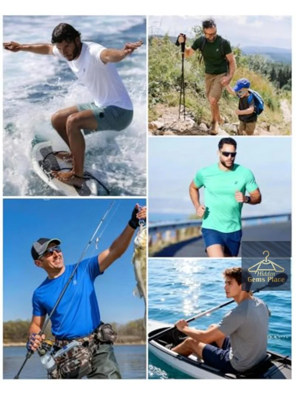 Men's UPF 50+ Rash Guard Short Sleeve Swim Shirt Quick Dry Lightweight Sun